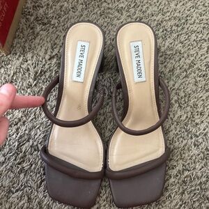 Brown Steve Madden Strappy Block Kitten Heel - Size 8